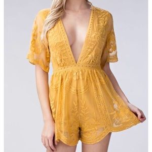 Honey Punch Dandelion Yellow romper